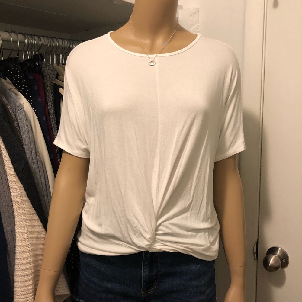 White Relaxed Fit Twisted Top